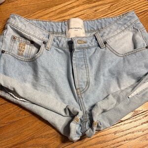 One Teaspoon Light Blue Rolled Hem Denim Shorts